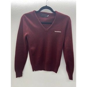 Vintage VTG TWA by Ralph Lauren Maroon 100% Merino Wool Pullover Vneck Sweater S